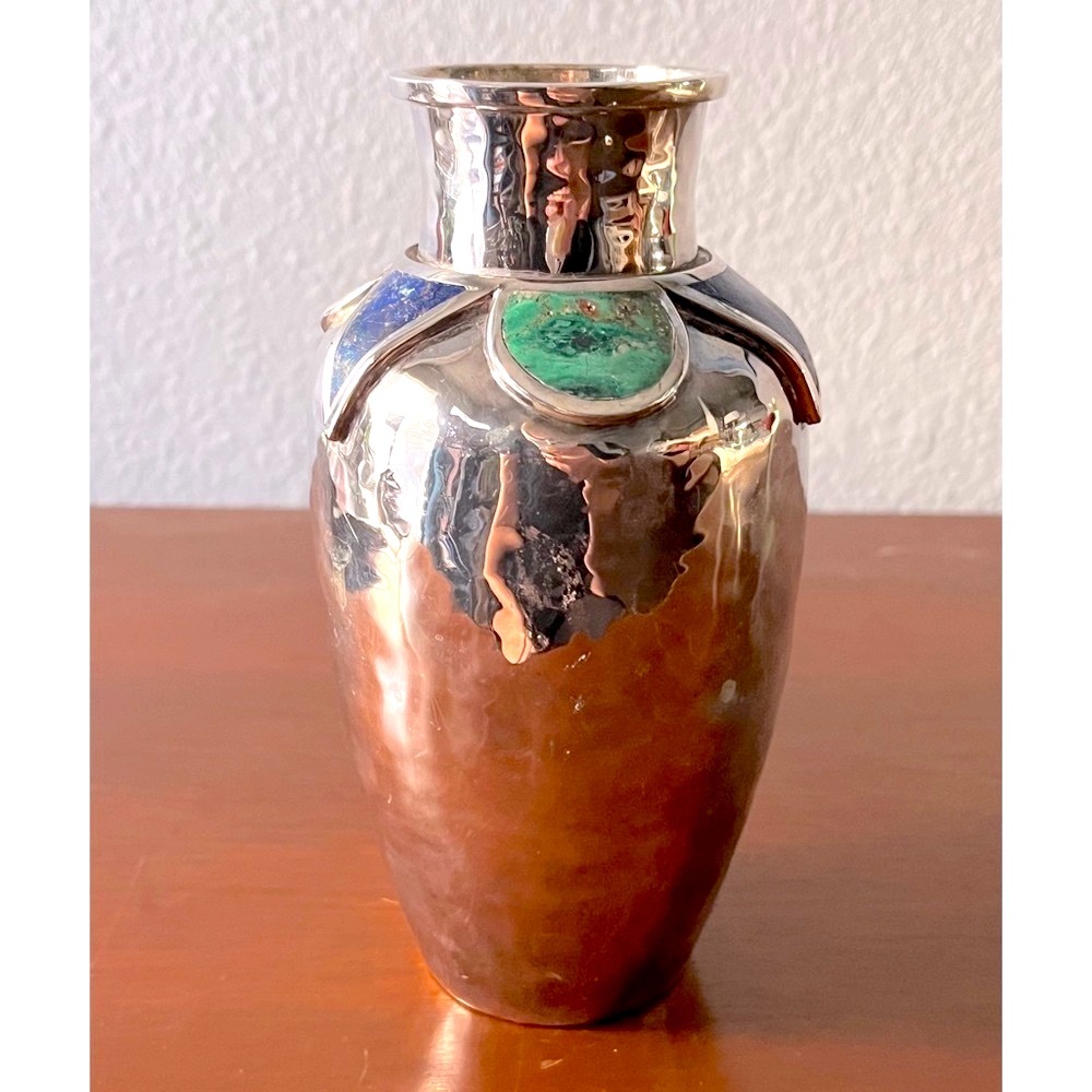 💚Emilia Castillo Ltd Ed. Malachite & Lapis Semi Precious Sterling Silver Vase💙 - Picture 3 of 7